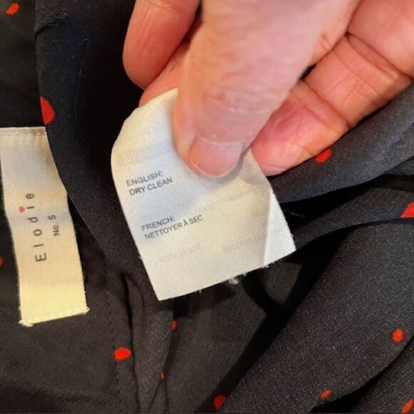 Elodie Navy Midi Skirt with Red Dots Flowy Breezy Side Zip Size Small - Picture 10 of 11